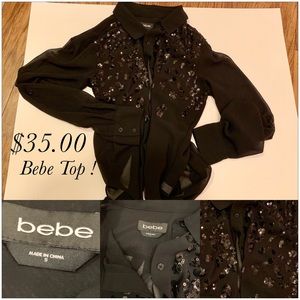 Bebe black sequin top